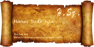 Hanus Szénia névjegykártya